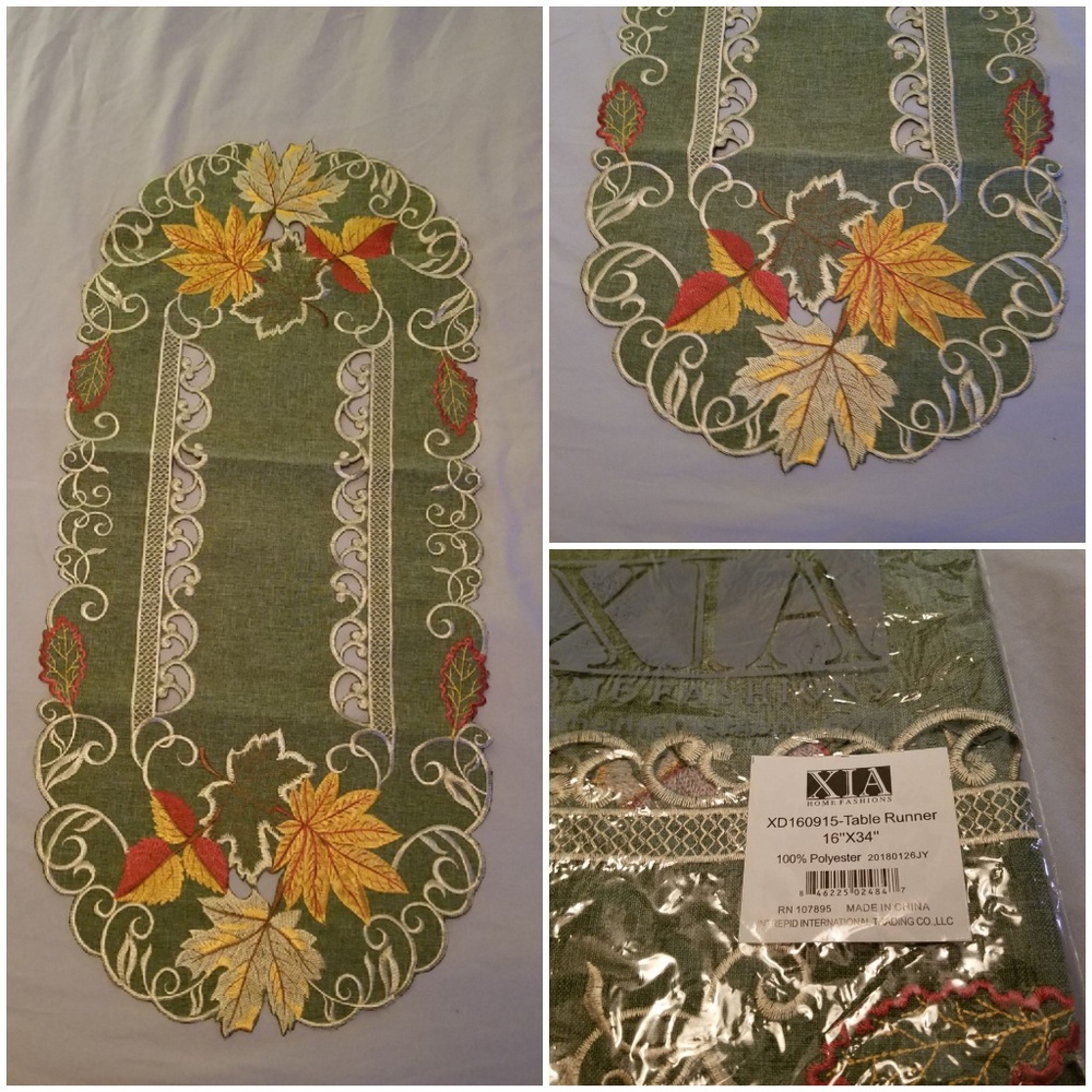 XIA Home Fashion Cutwork Fall Table Runner